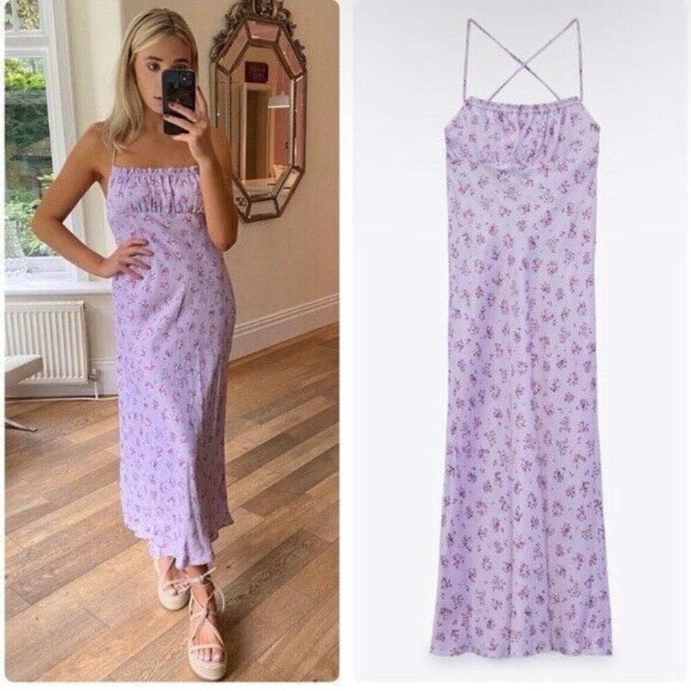 Zara Lavender Floral Midi Dress